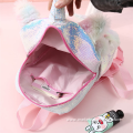 Custom Wholesale Cute Design Zipper Opening Unisex Unicorn Plush School Backpack